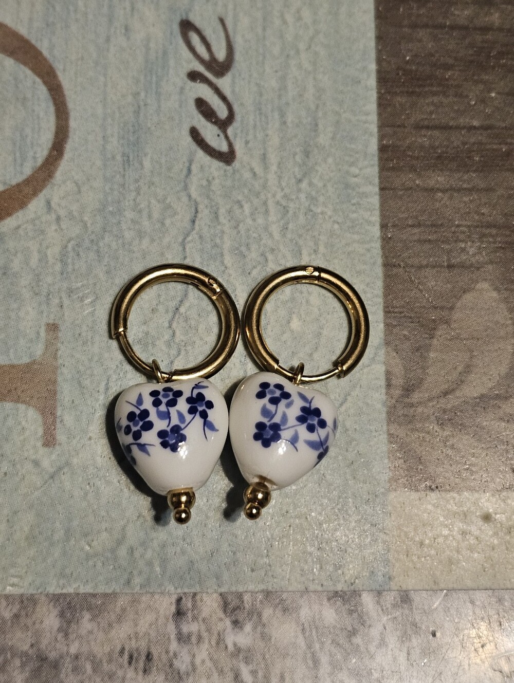 Gold Plated Stainless Steel Dangle Flower Heart Earrings